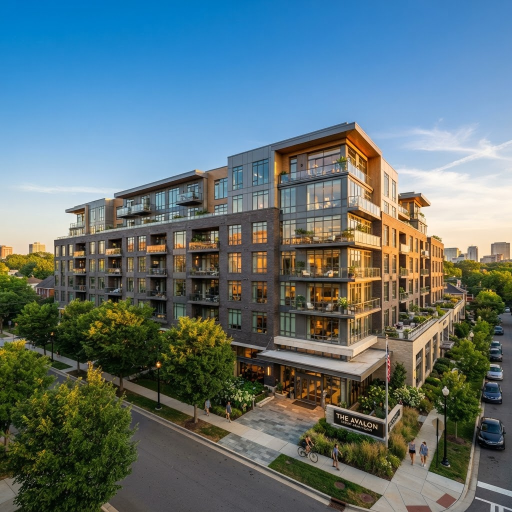Modern apartment building in the USA