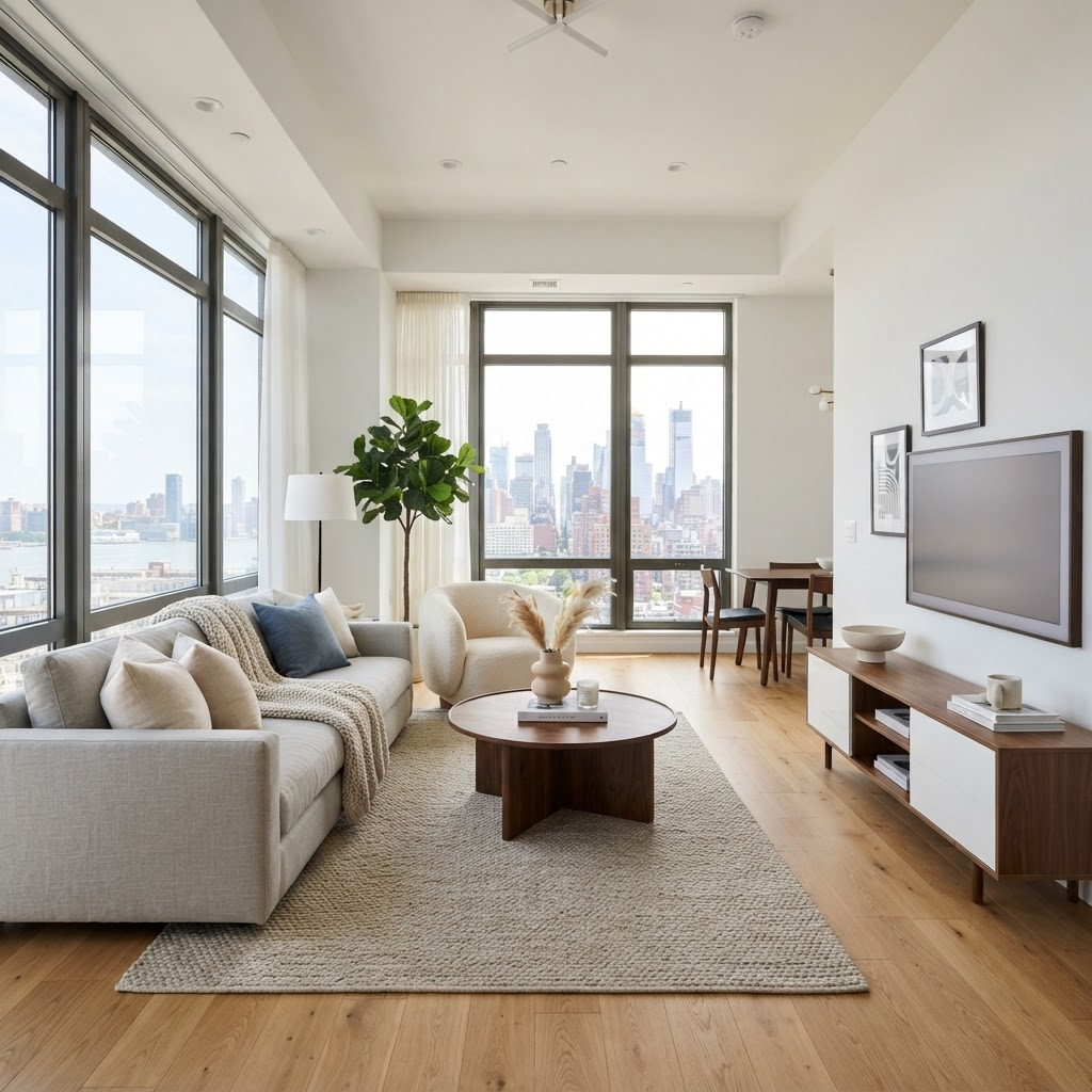 Bright modern rental interior